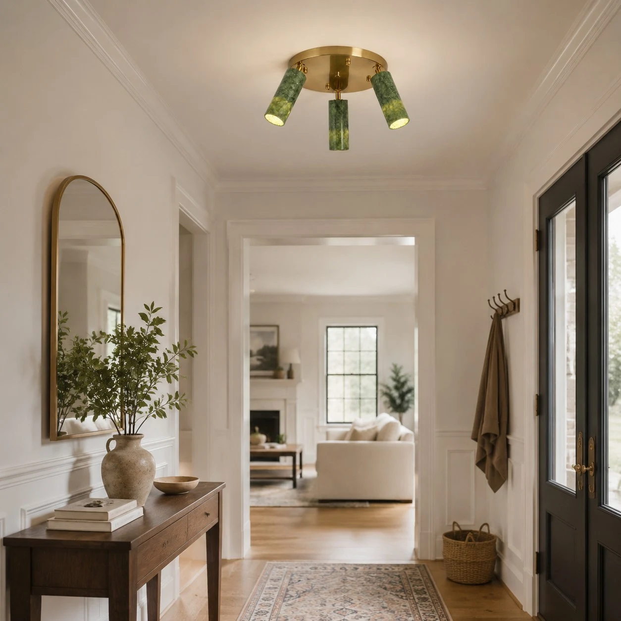 Three-light round in entryway