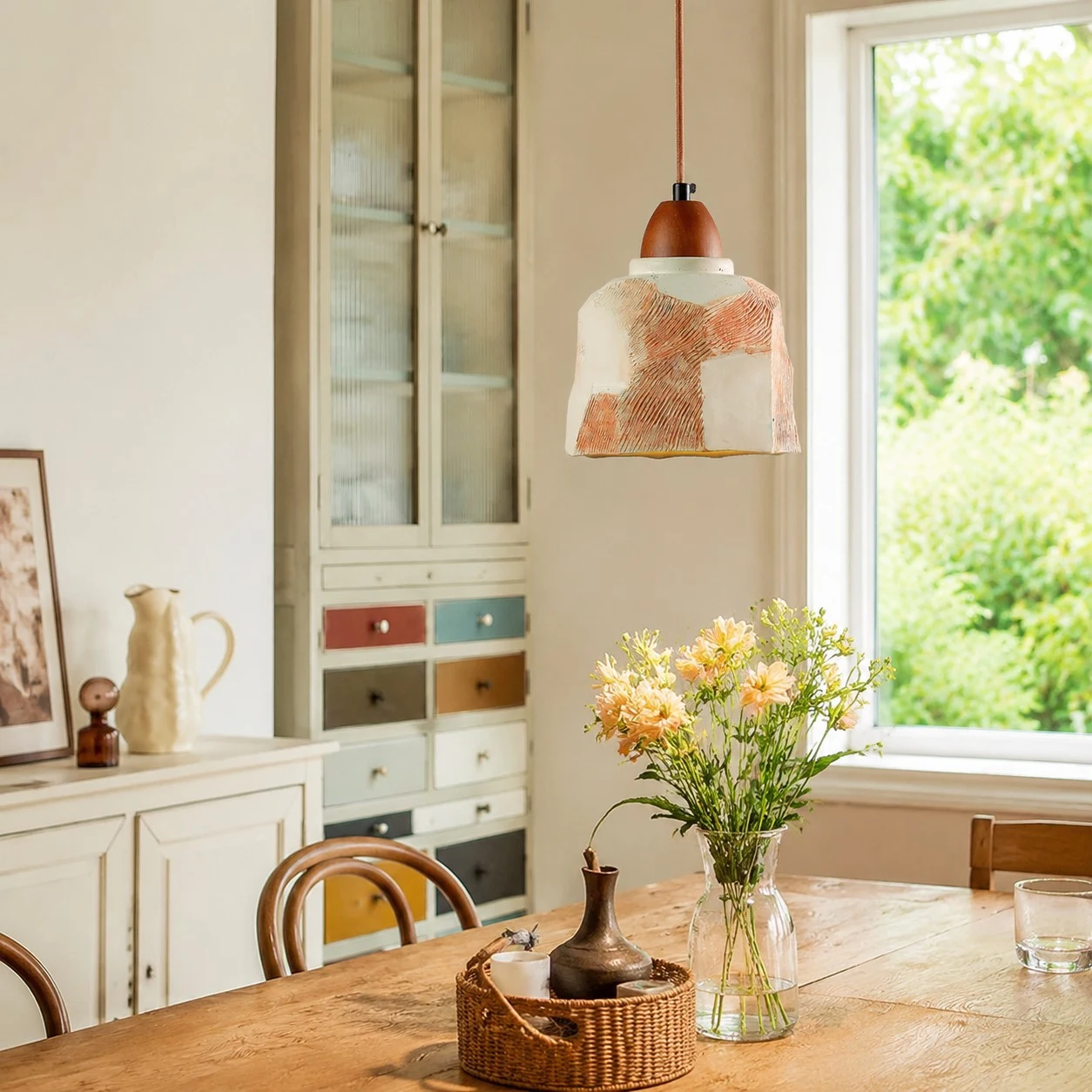 Bright dining room scale scene