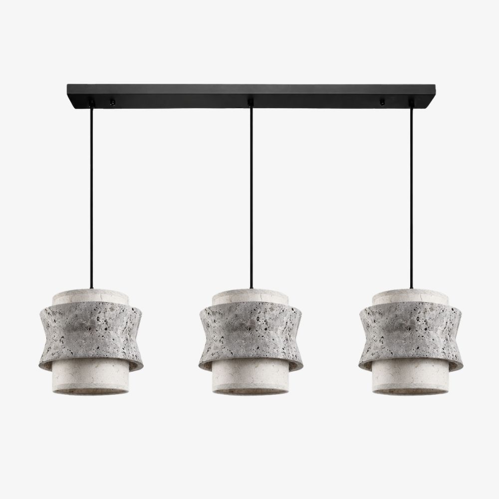 Style B gray travertine stone pendant light with three heads