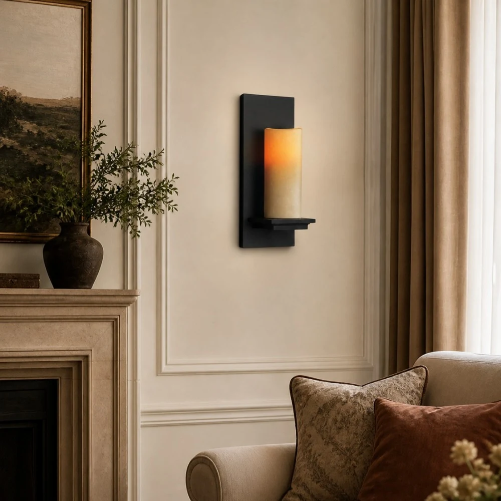 Jade wall lamp in living room interior