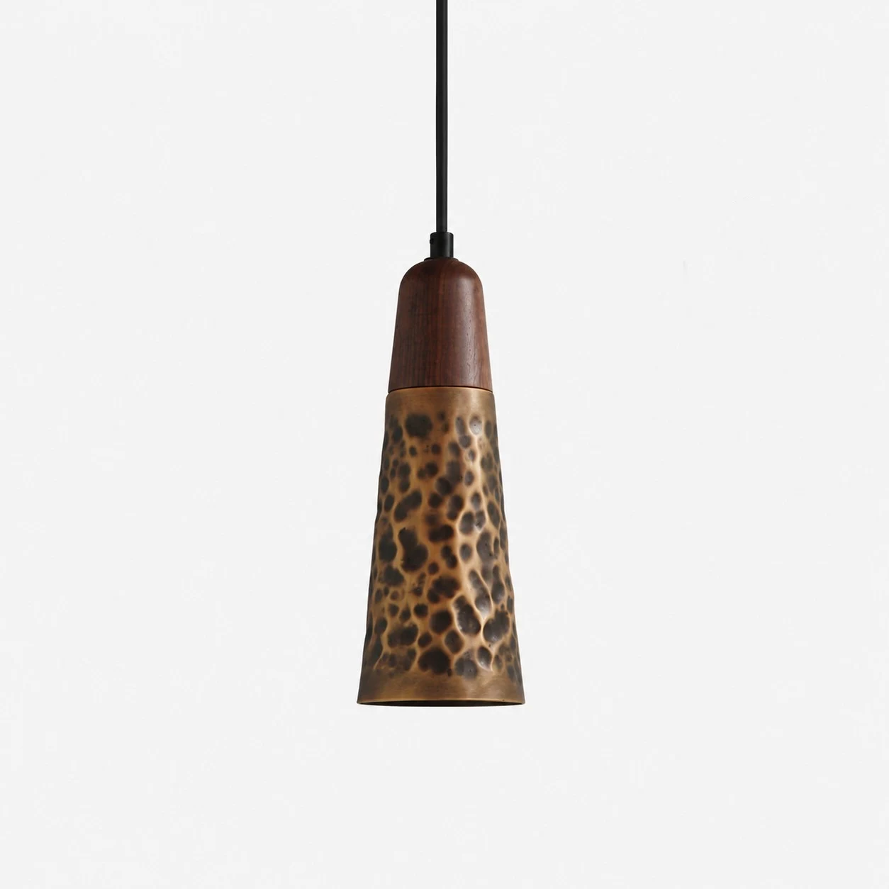 Style A tall hammered copper pendant light