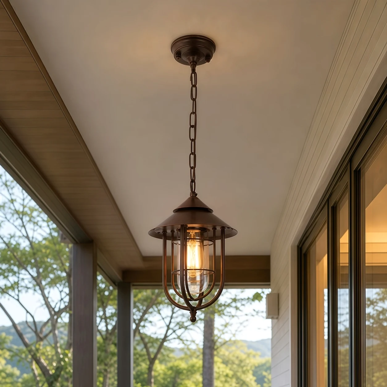 Patnox Outdoor Glass Pendant Lamp scene and detail