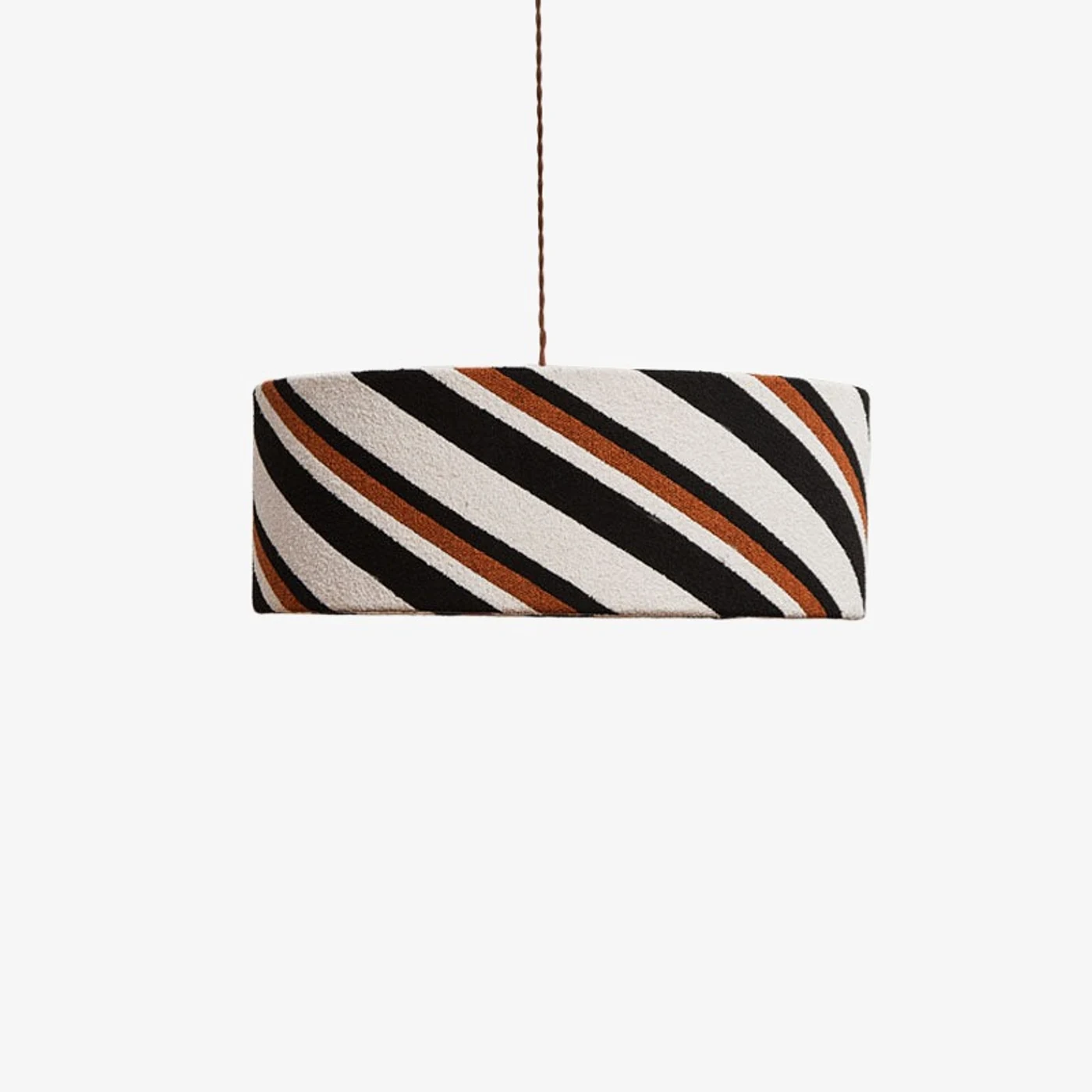 Striped fabric drum pendant light