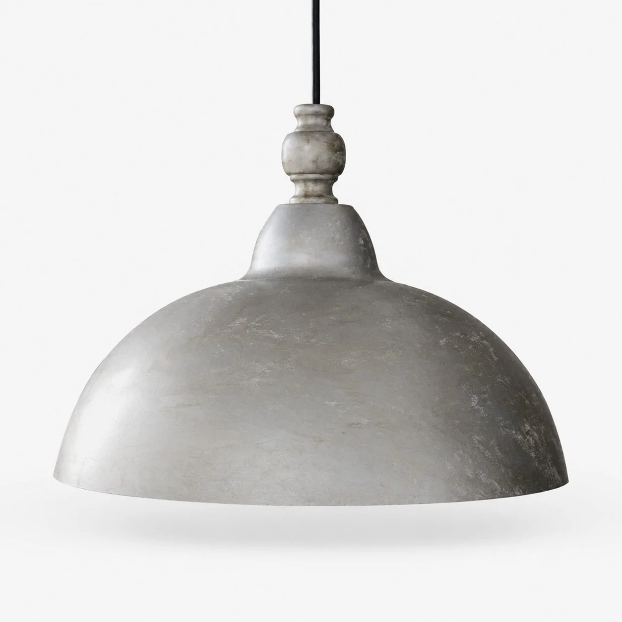 hand finished silver 35 cm / 13.8 in pendant light on white background
