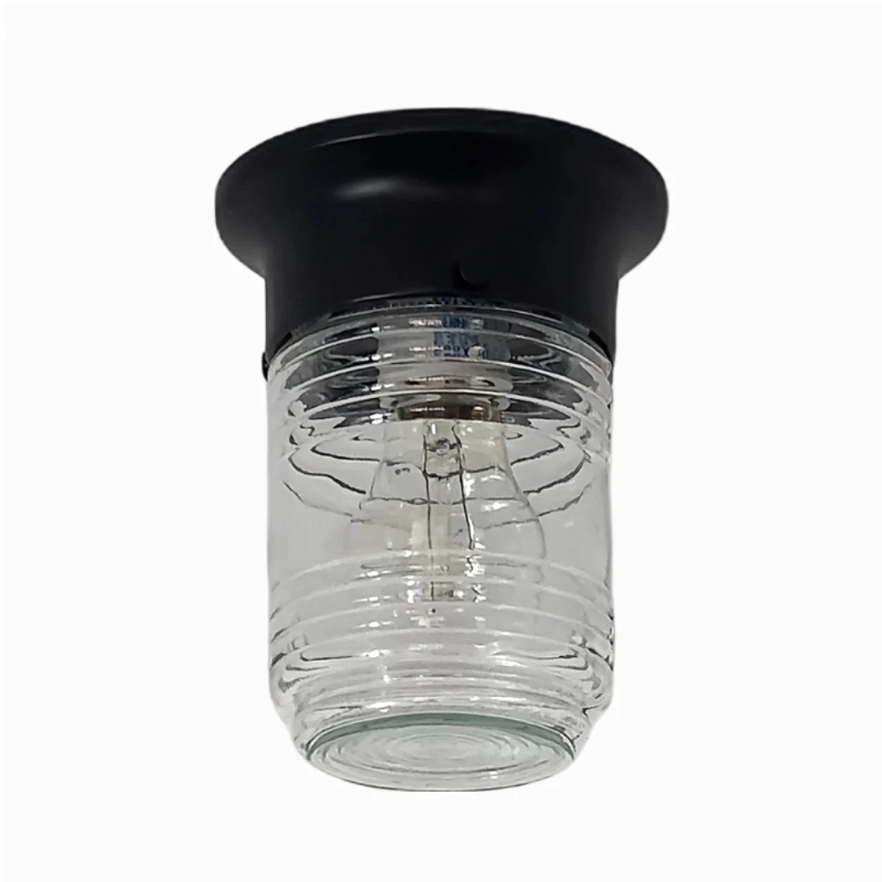 Style J minimalist glass ceiling lamp in black finish