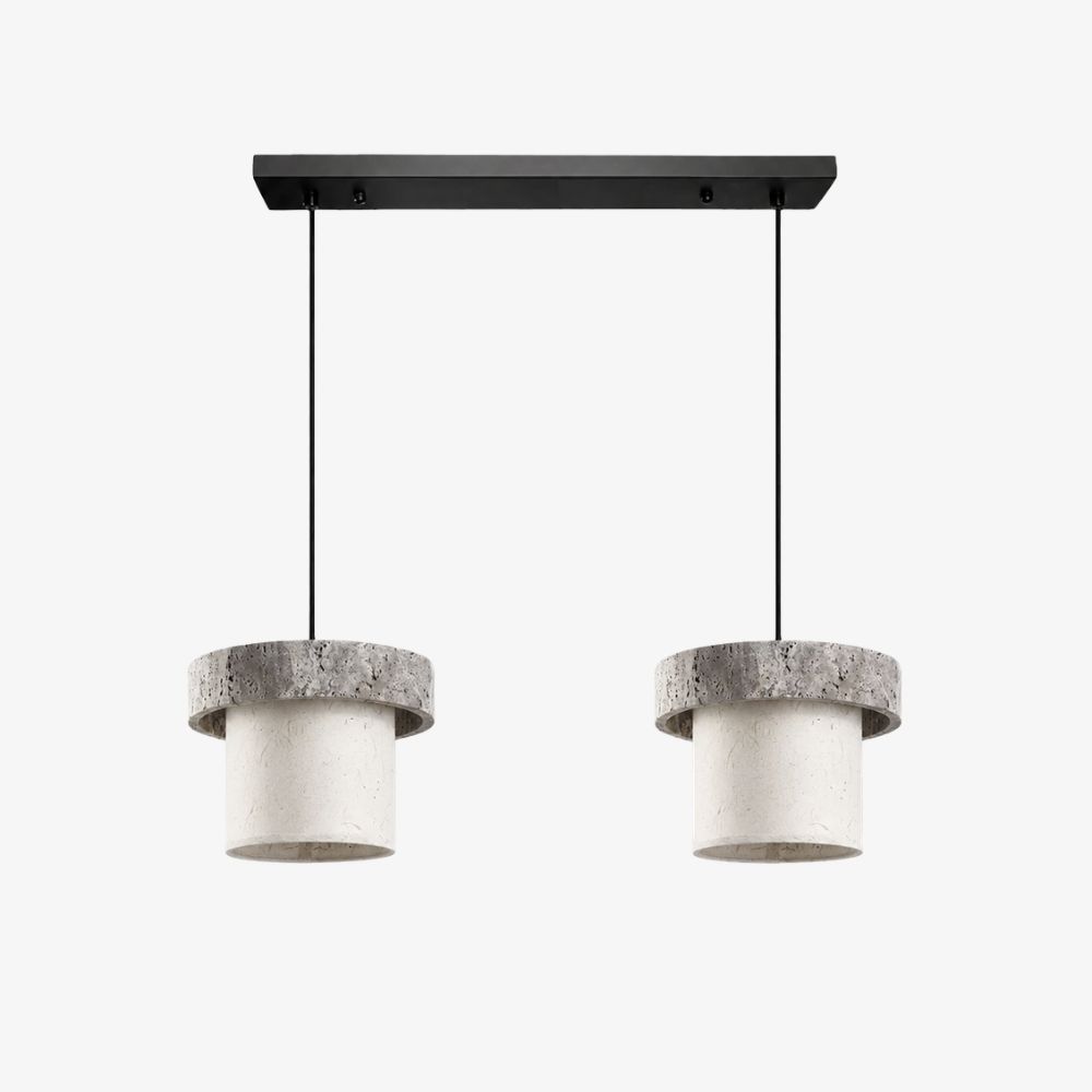 Style D gray travertine stone pendant light with two heads