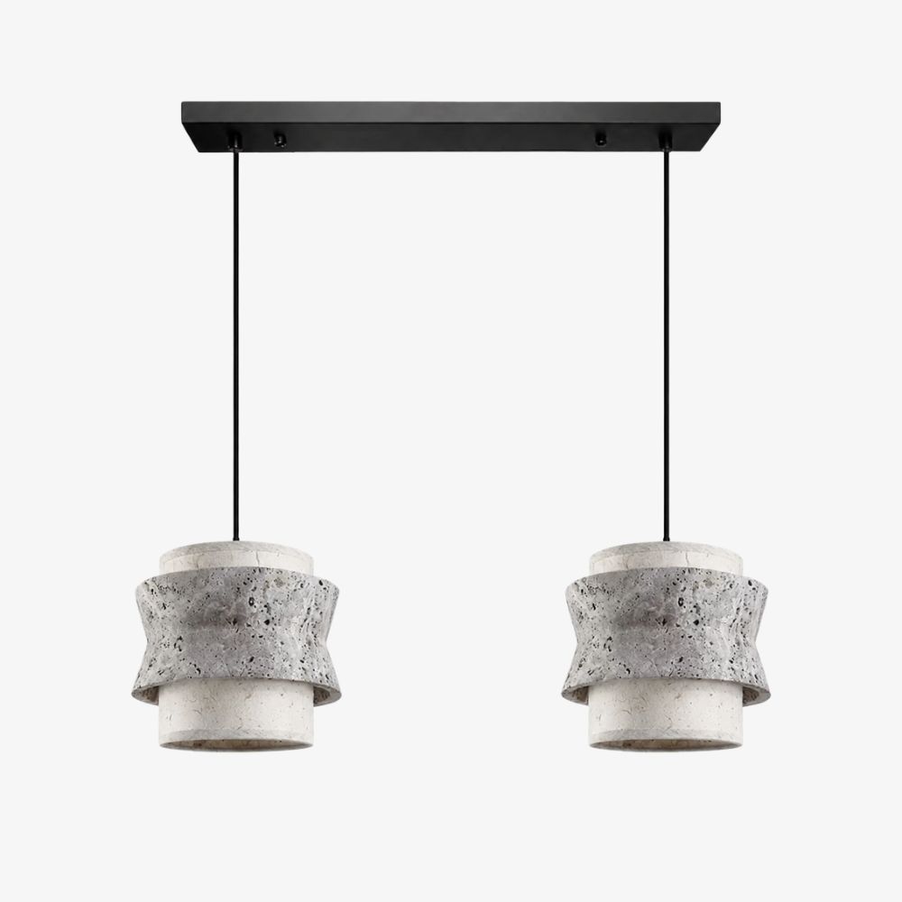 Style B gray travertine stone pendant light with two heads