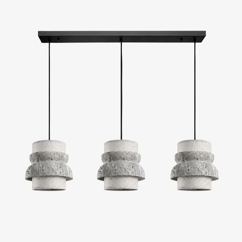 Style A gray travertine stone pendant light with three heads