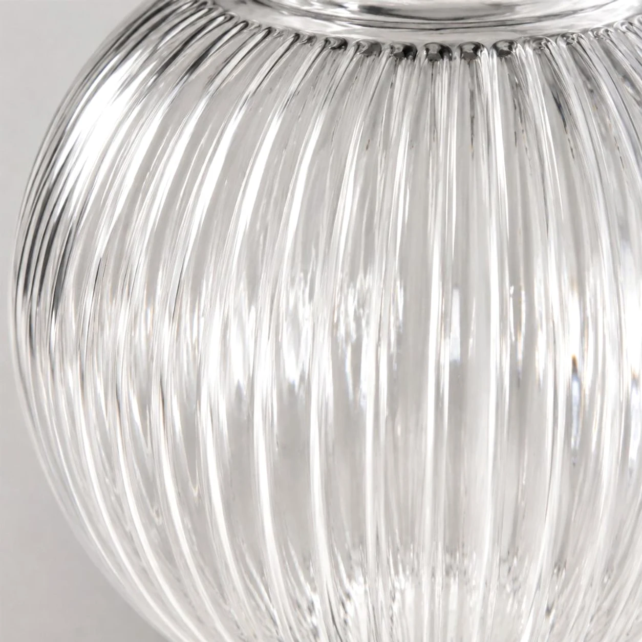 Close detail of ribbed glass shade texture
