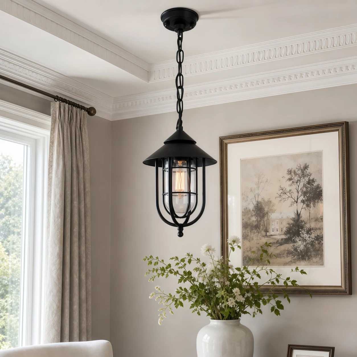 Patnox Outdoor Glass Pendant Lamp scene and detail