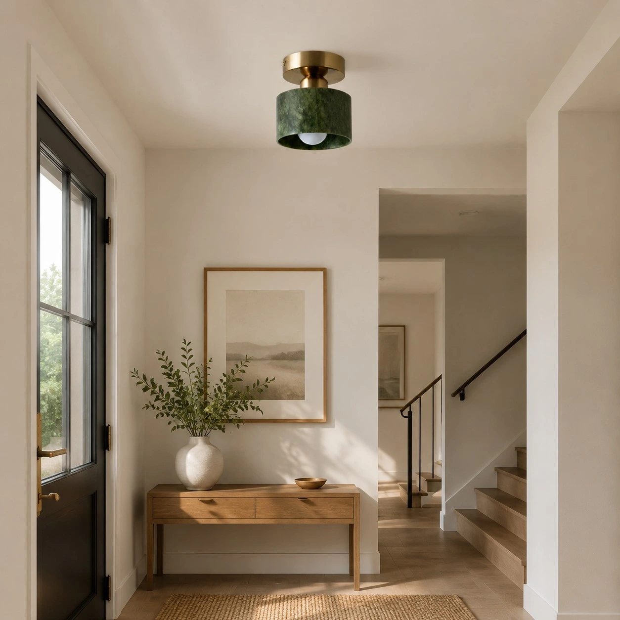 Green jade brass ceiling light detail 04