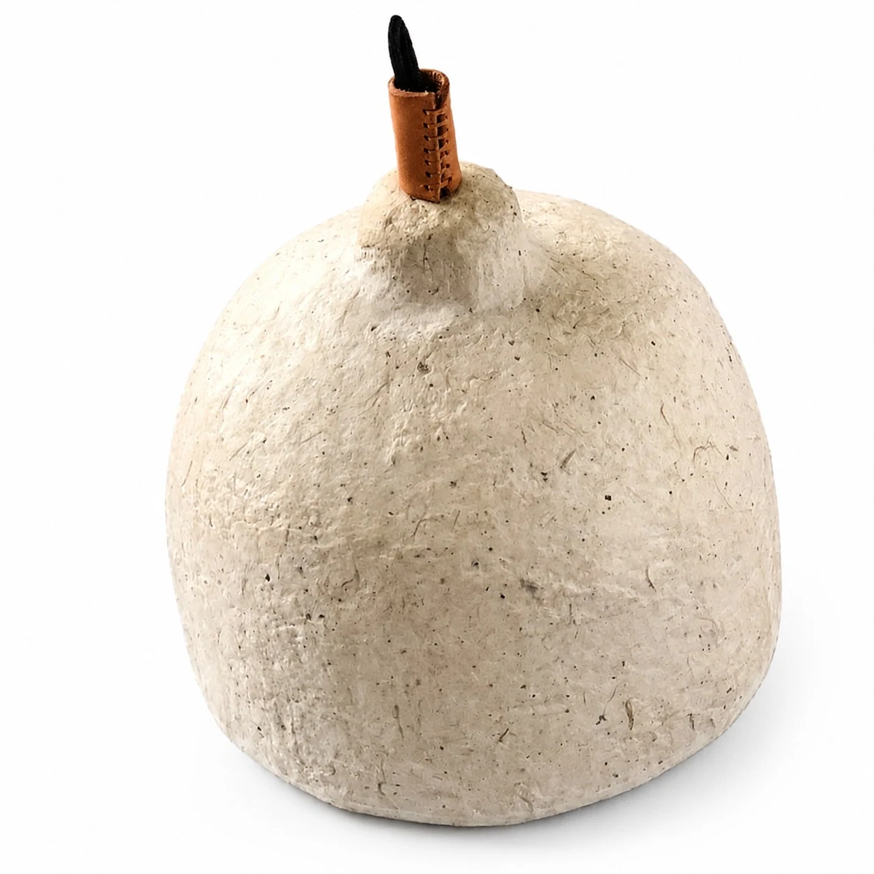 Close-up of handmade textured paper pendant shade and ceramic top detail