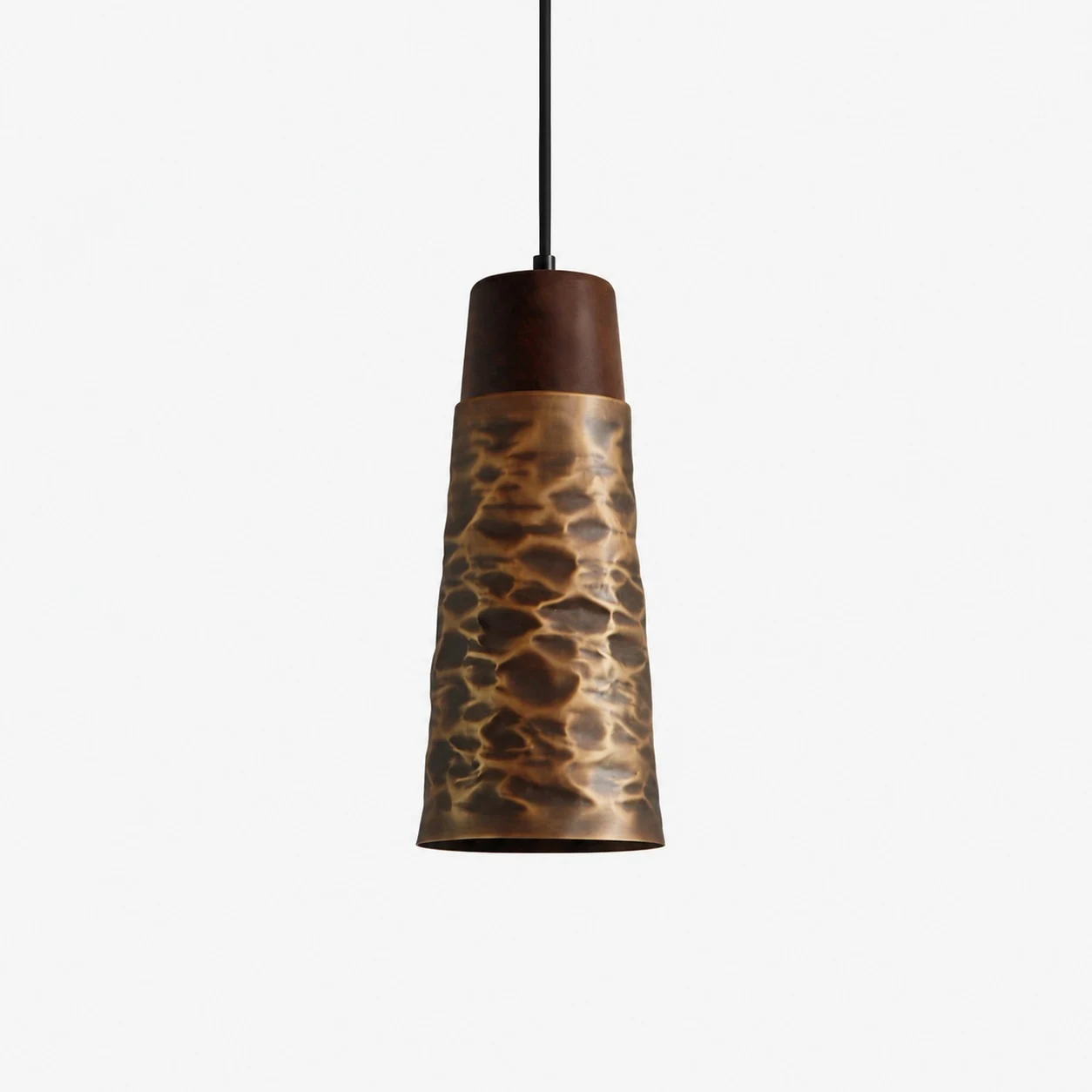 Style D cylinder hammered copper pendant light