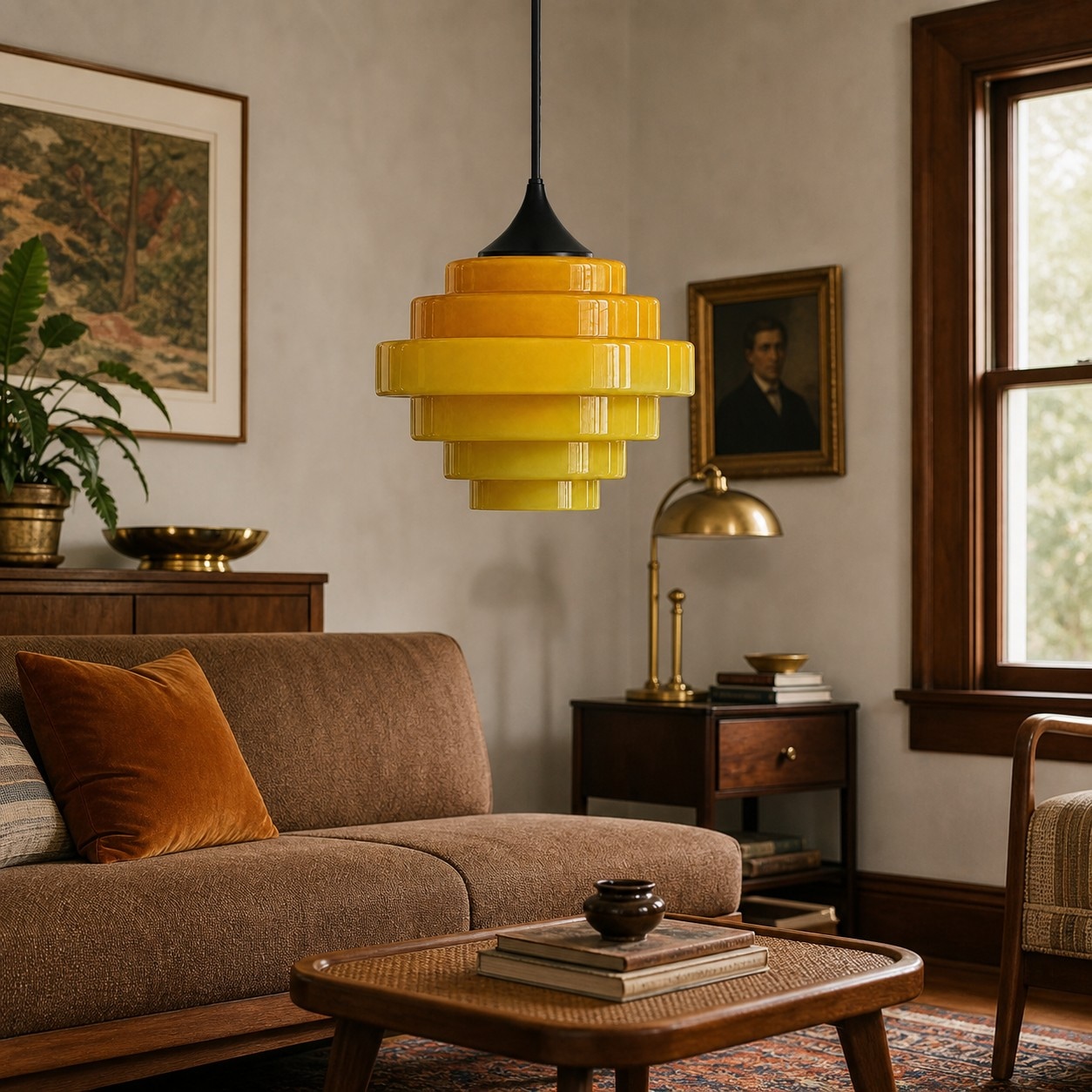 Yellow living room scene