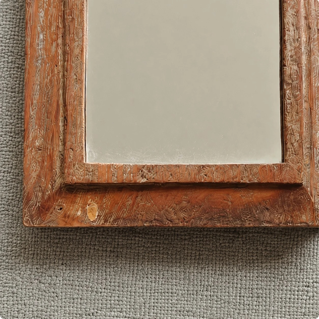 Rustic Carved Wood Arch Wall Mirror image 7