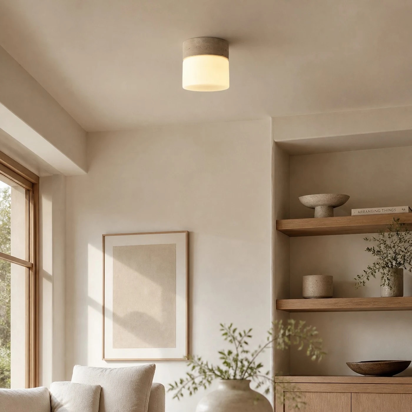 Compact ceiling light for hallway or entryway accent lighting