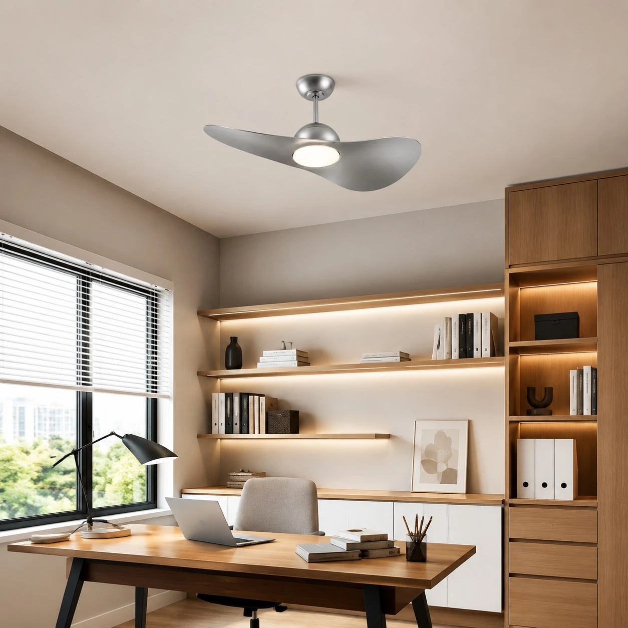 Designer Hat Two-Blade Ceiling Fan Light scene image