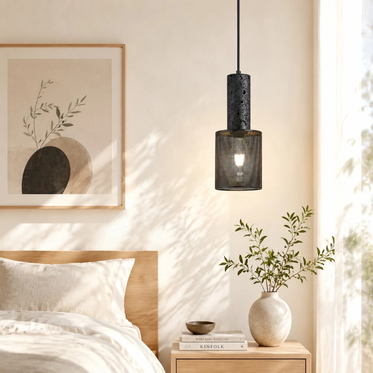 Textured Black Mesh Pendant Light 2