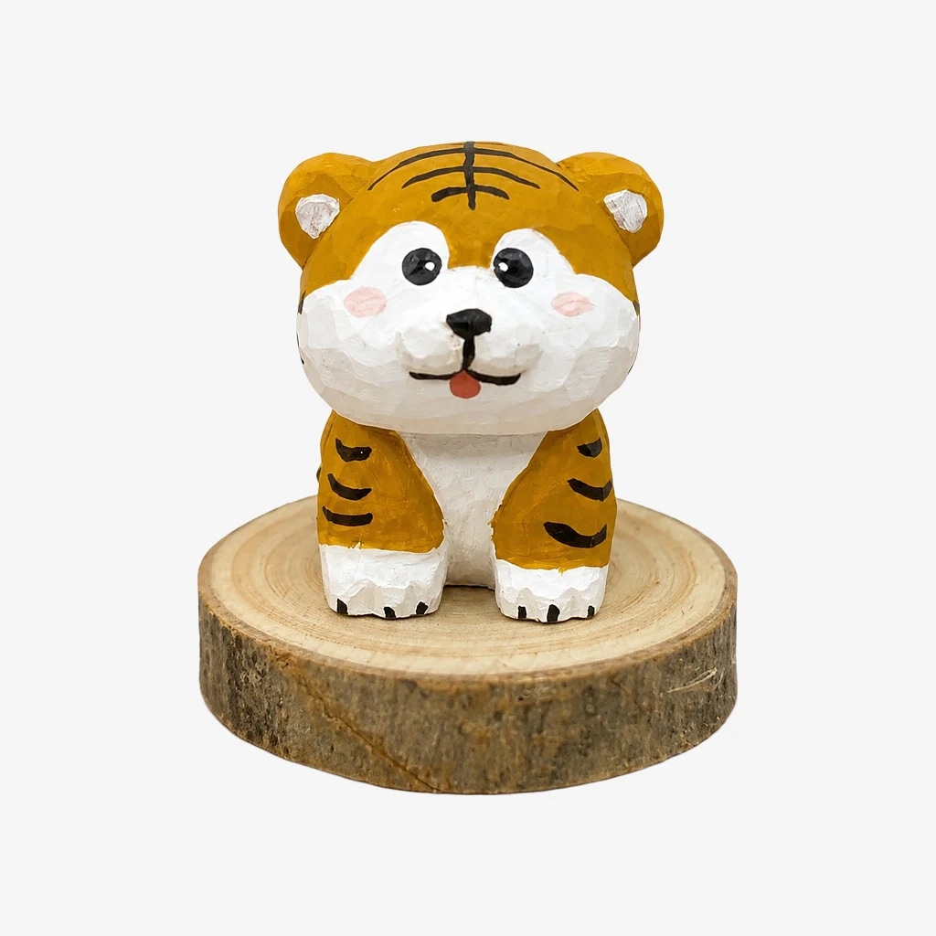 Hand-Carved Wooden Chinese Zodiac Animal Figurines