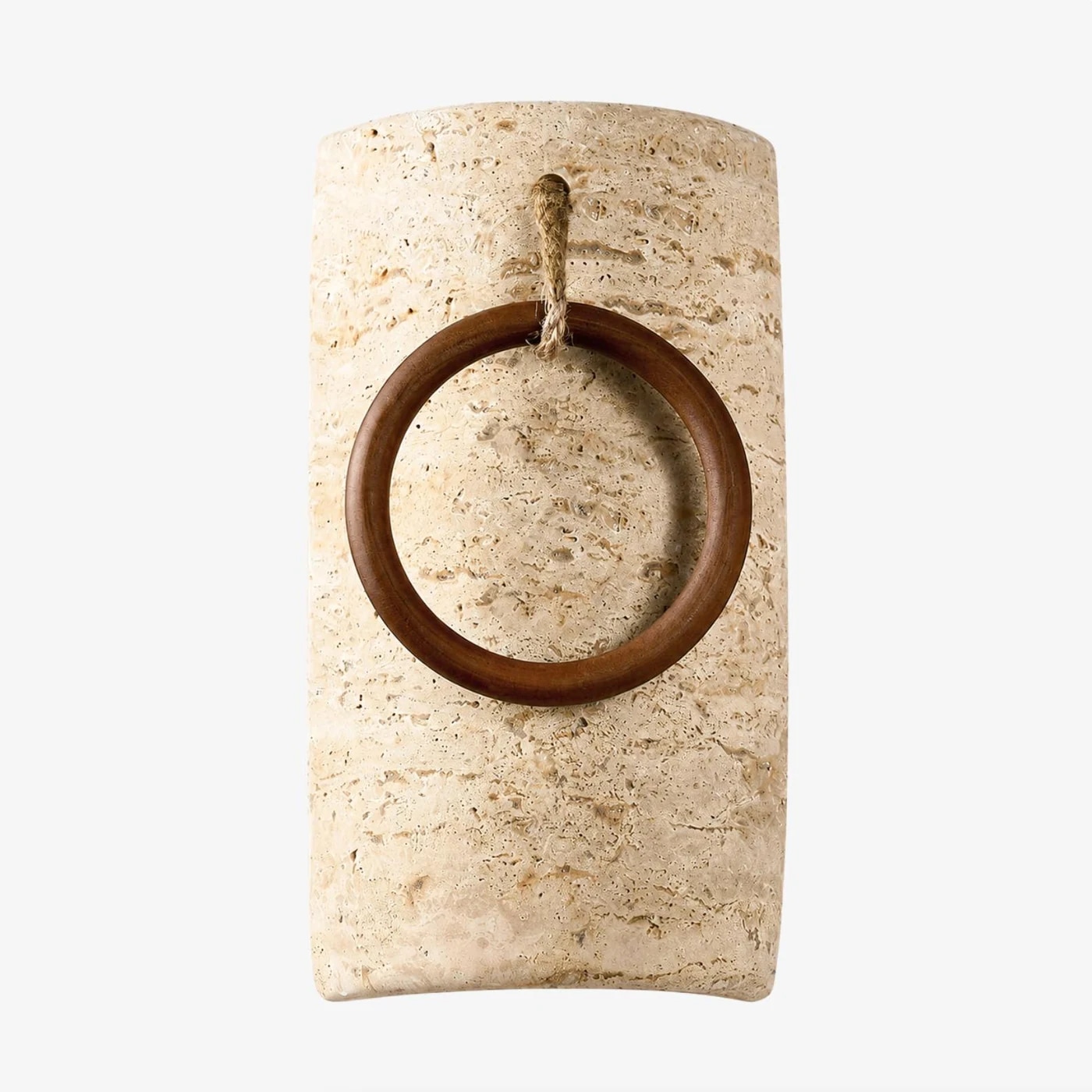 Travertine wood ring wall sconce