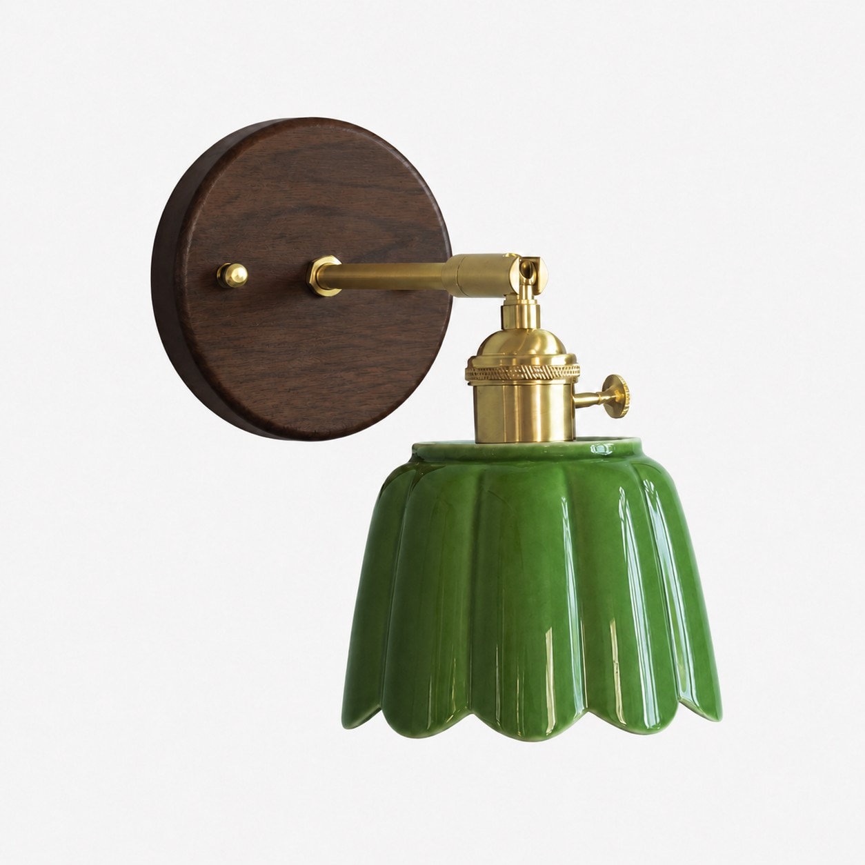 Green Walnut Wood Style A ceramic wall lamp