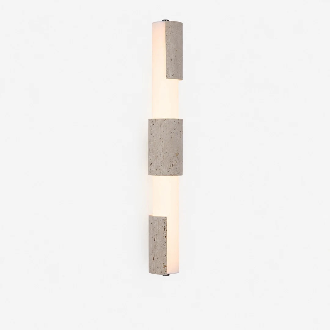 Tall yellow travertine acrylic wall lamp 60 cm product view