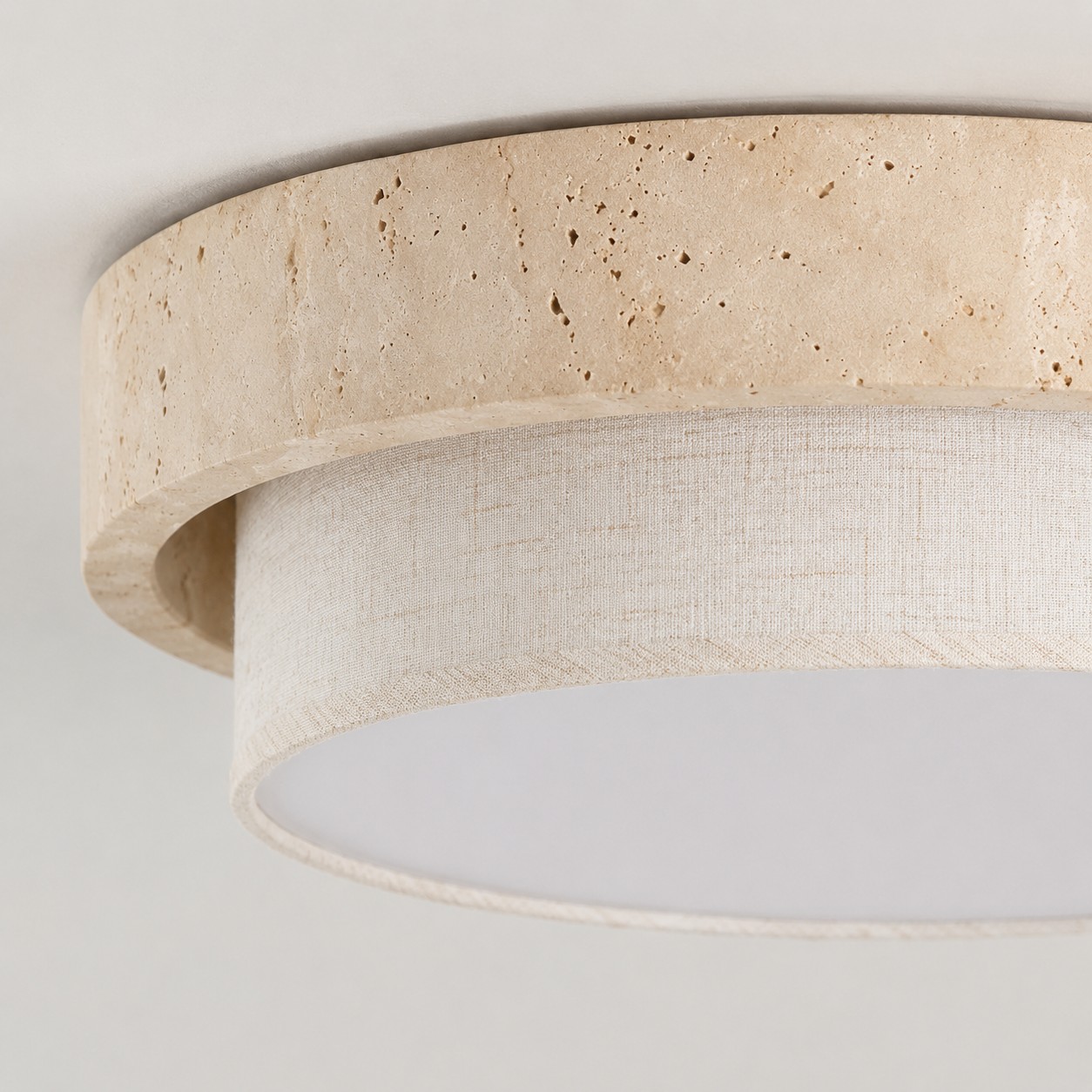 Travertine Fabric Flush Mount Ceiling Light