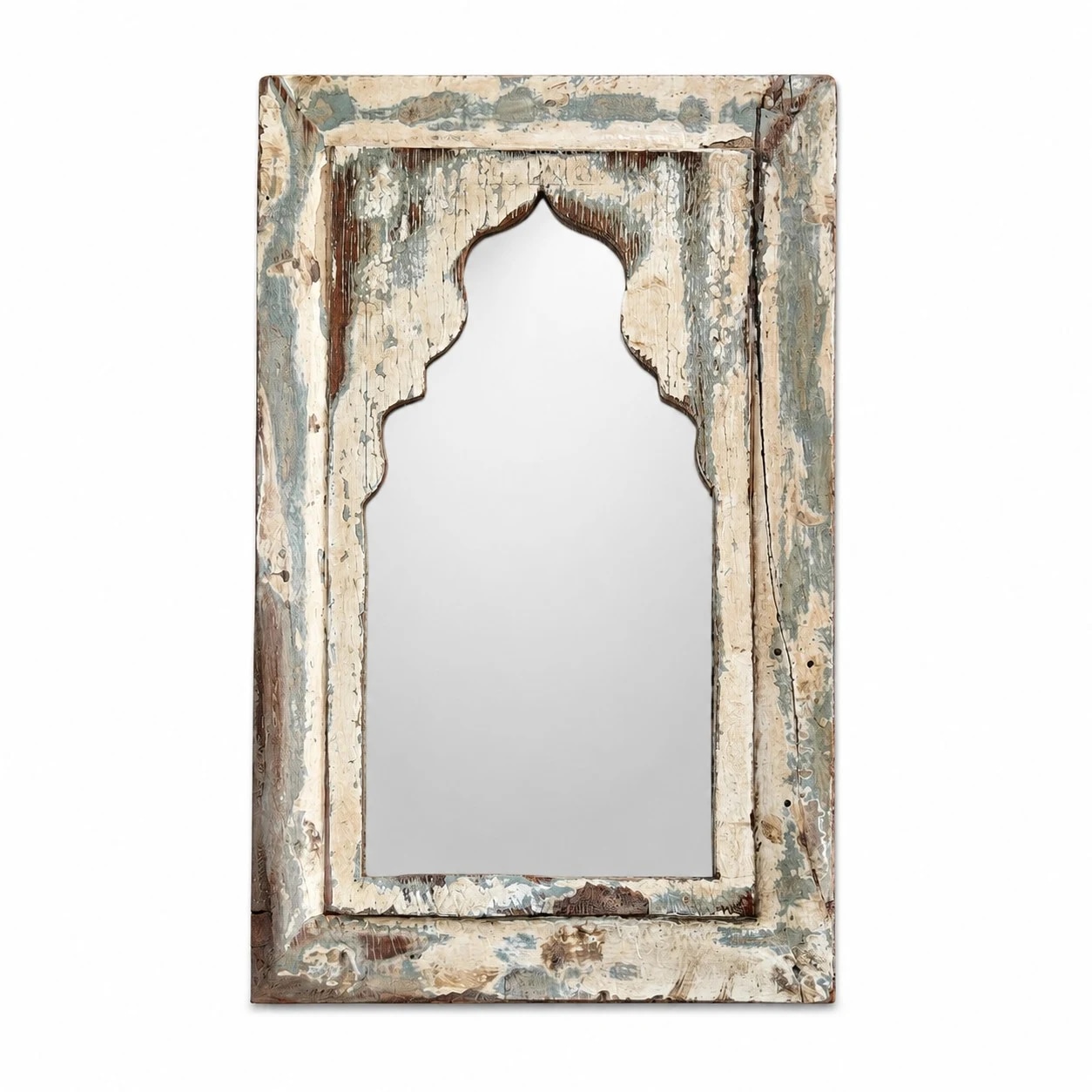 Rustic Carved Wood Arch Wall Mirror image 14