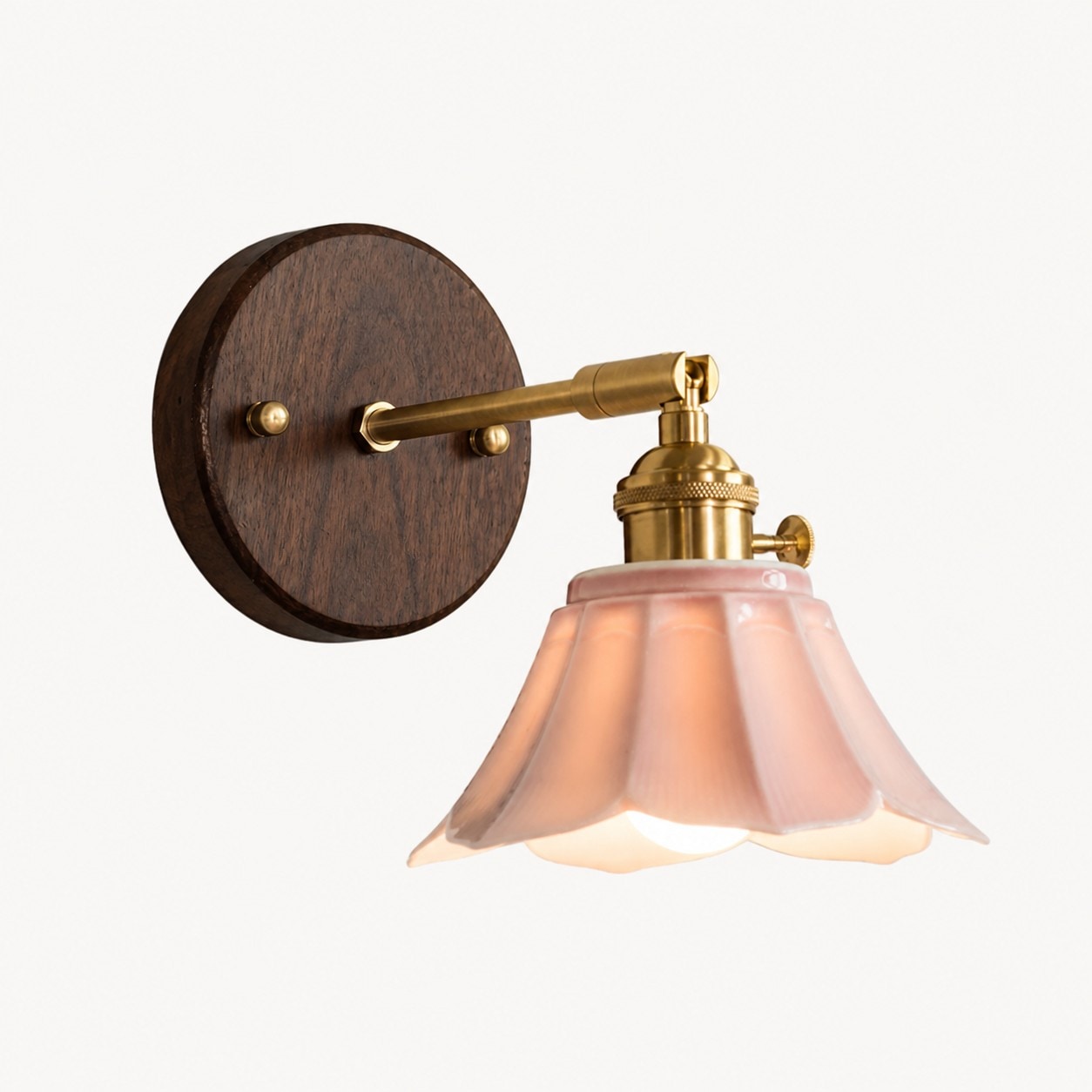 Pink Walnut Wood Style B ceramic wall lamp