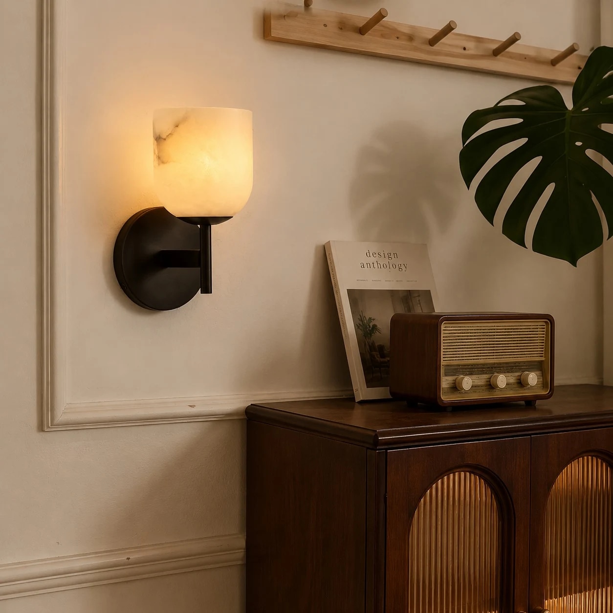 Marble wall sconce in a study setting