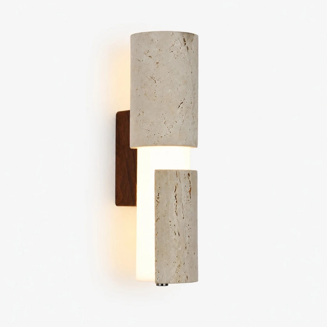 Short yellow travertine acrylic wall lamp 30 cm product view