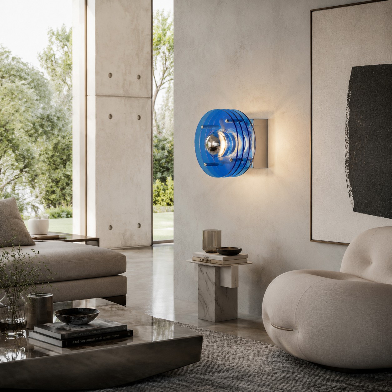 Bauhaus acrylic wall lamp lifestyle and detail image