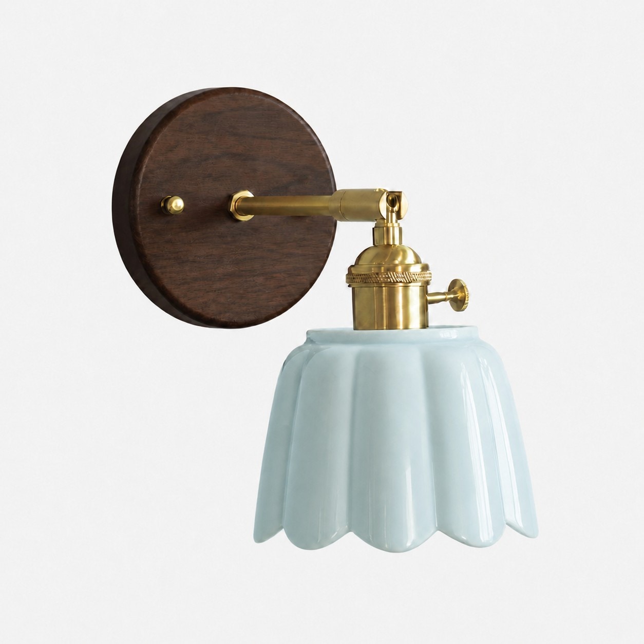 Cyan Walnut Wood Style A ceramic wall lamp
