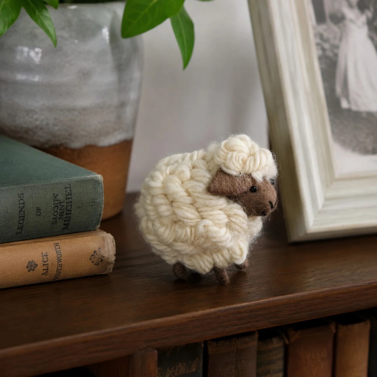 handmade wool felt sheep figurine