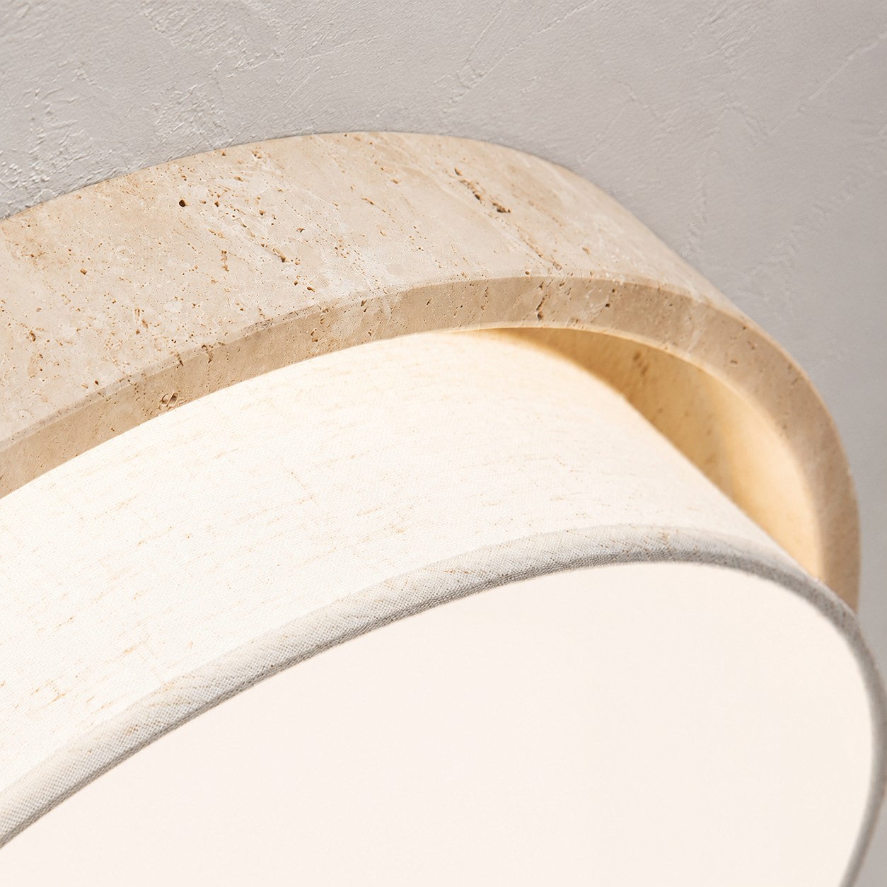 Travertine Fabric Flush Mount Ceiling Light