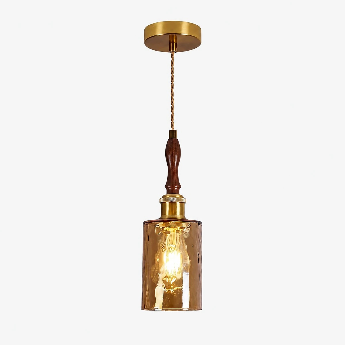 01 amber glass brass wood pendant sku