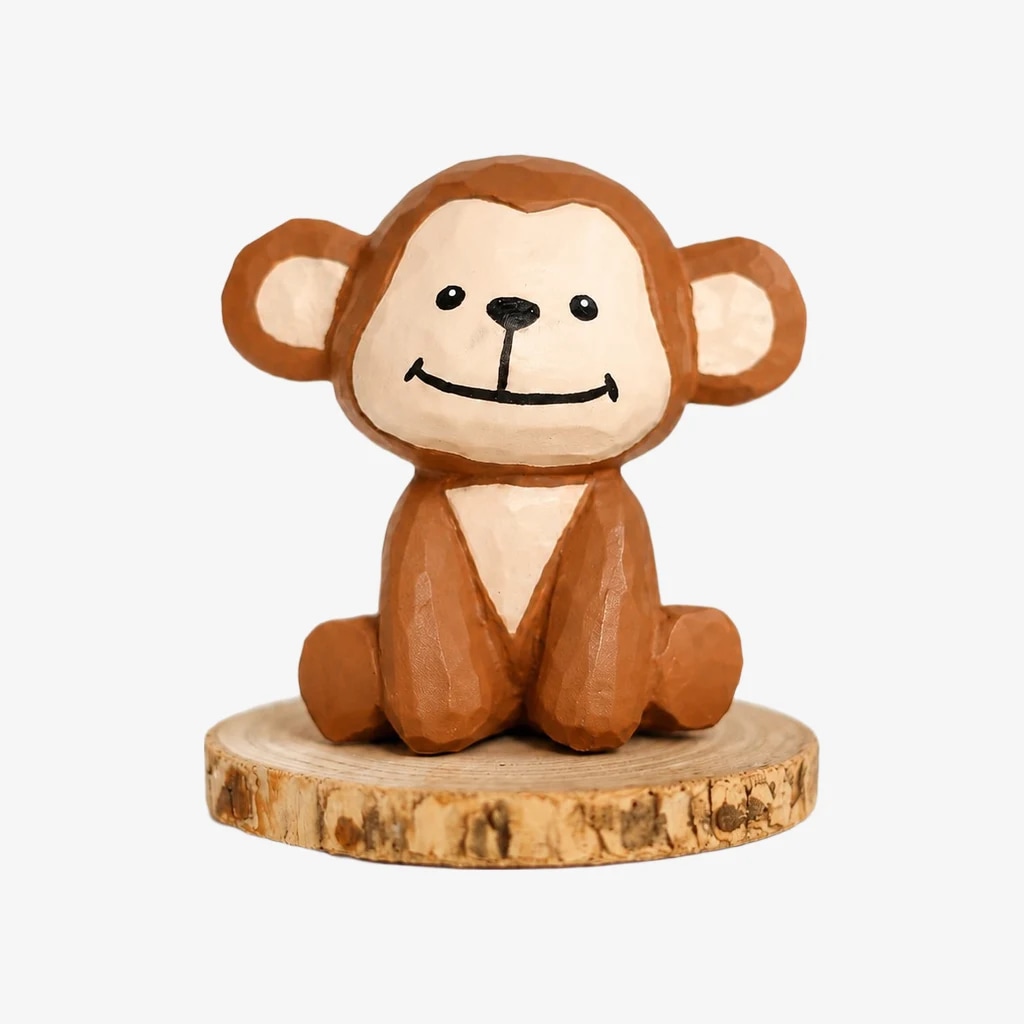 Hand-Carved Wooden Chinese Zodiac Animal Figurines