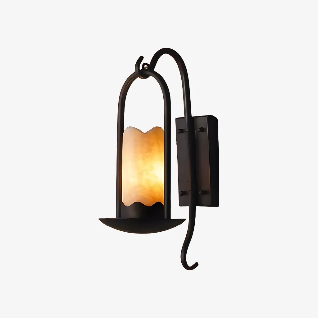 Black metal marble glass wall sconce