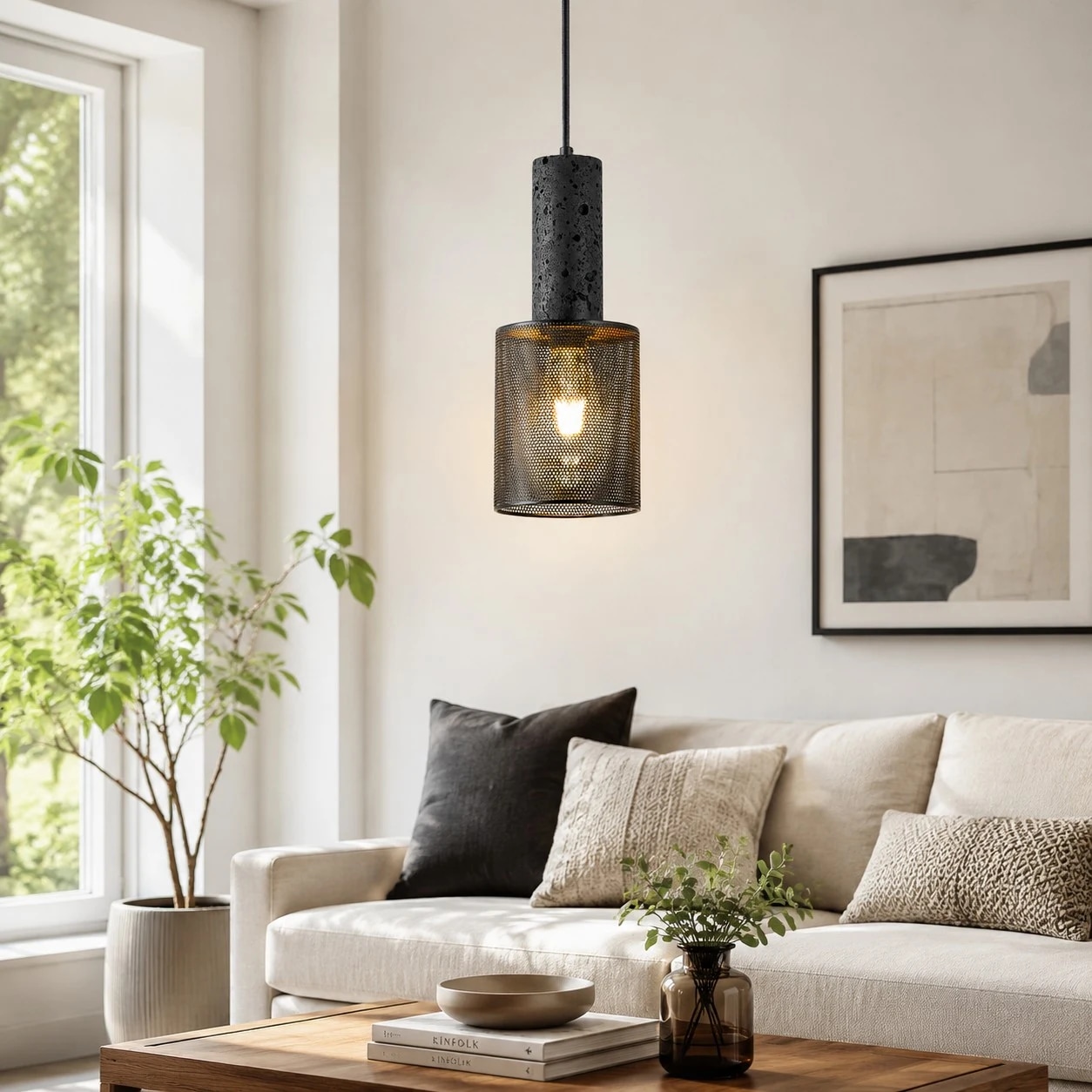 Textured Black Mesh Pendant Light 6