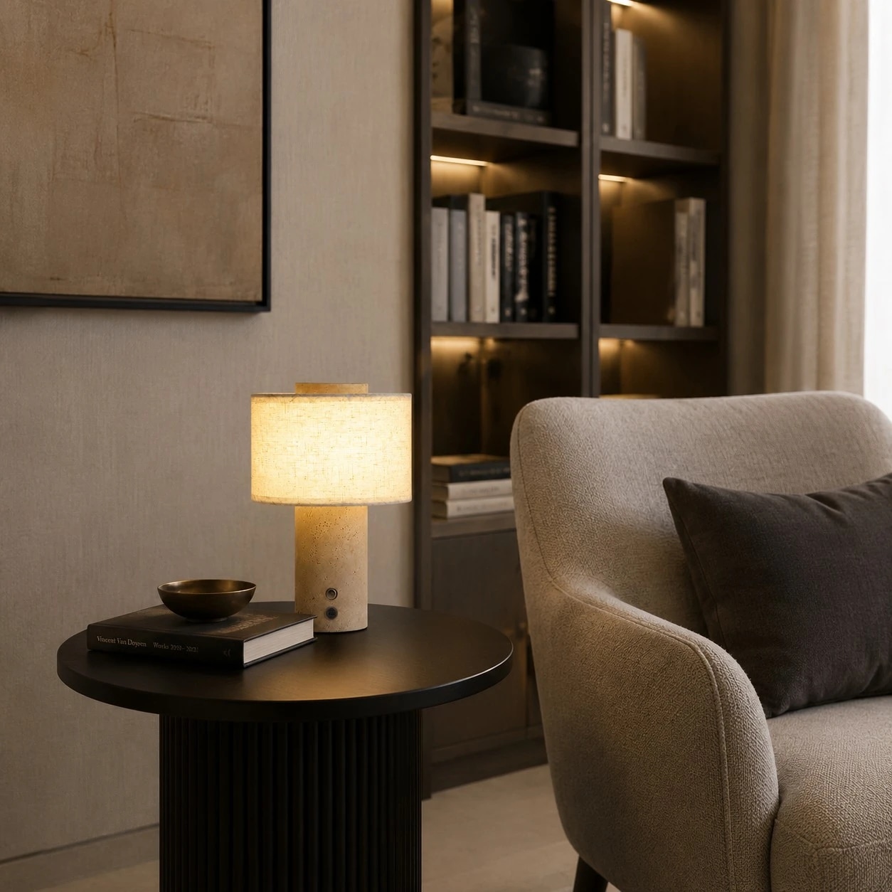 living room side table lighting scene