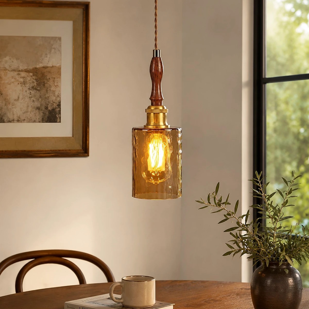 03 amber glass pendant window scene