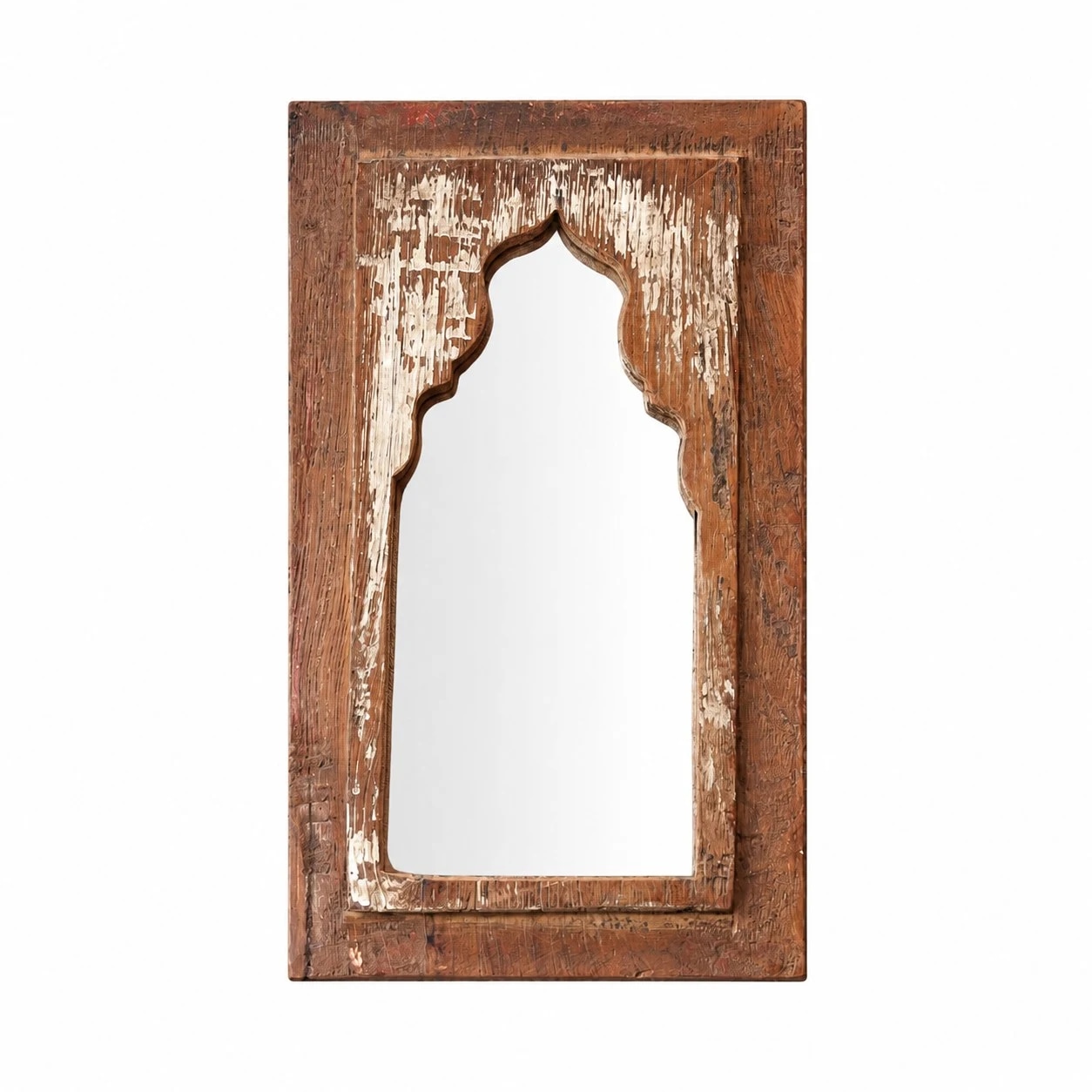 Rustic Carved Wood Arch Wall Mirror image 13