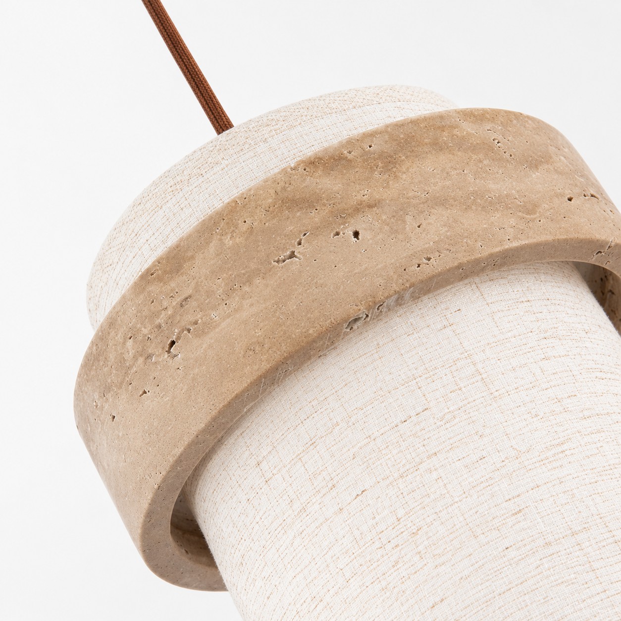 Travertine and fabric shade detail