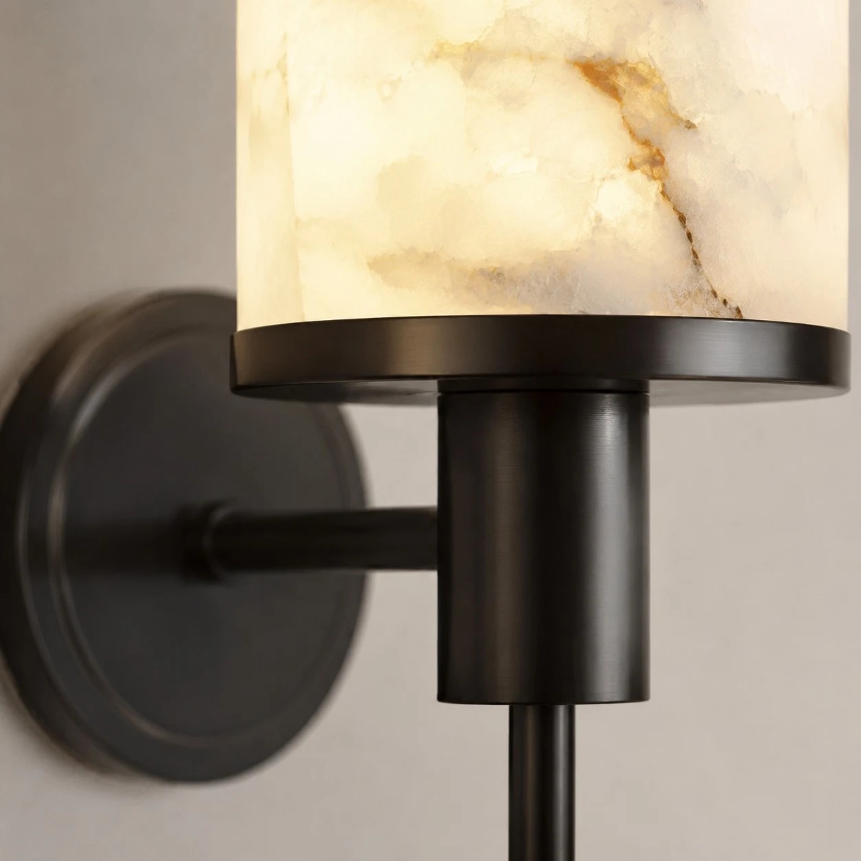 Blackened brass and stone shade detail