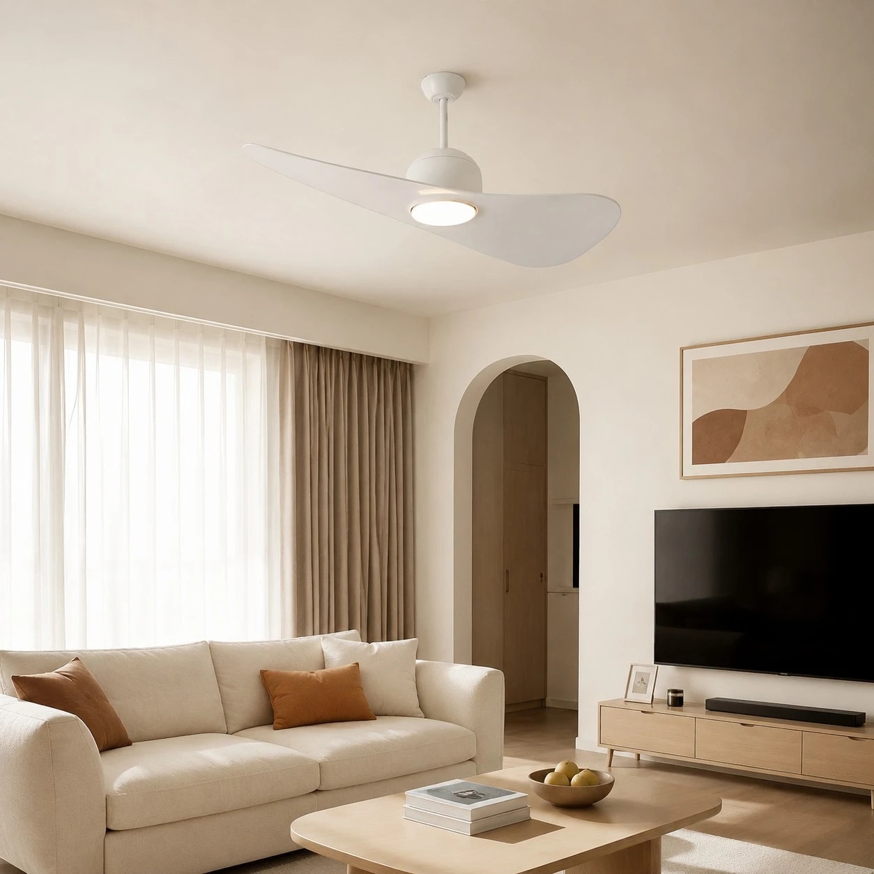 Designer Hat Two-Blade Ceiling Fan Light scene image