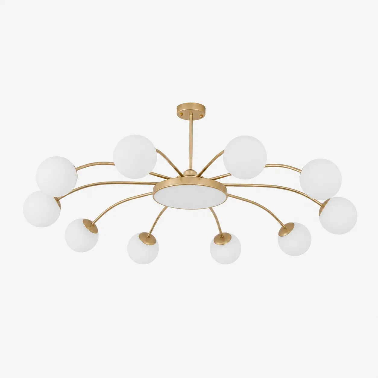 Modern milk glass chandelier with 10 lights in Gold