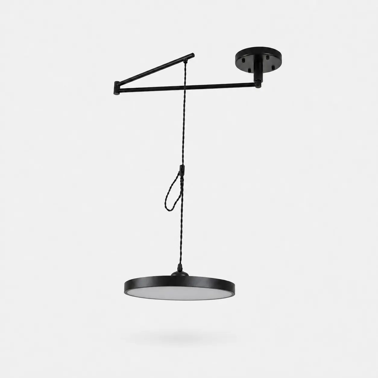 Black 30 cm movable round pendant light