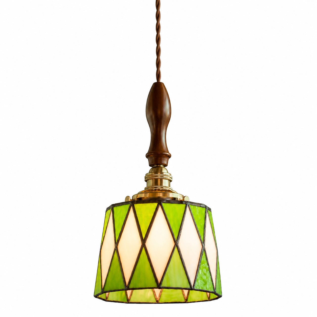 Vintage Green Stained Glass Pendant Light