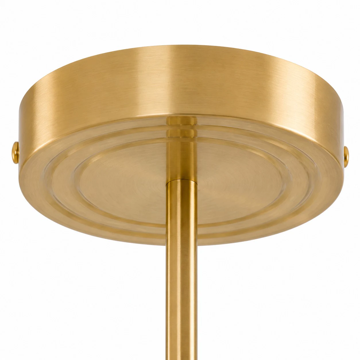 Brass-toned ceiling canopy and mounting detail