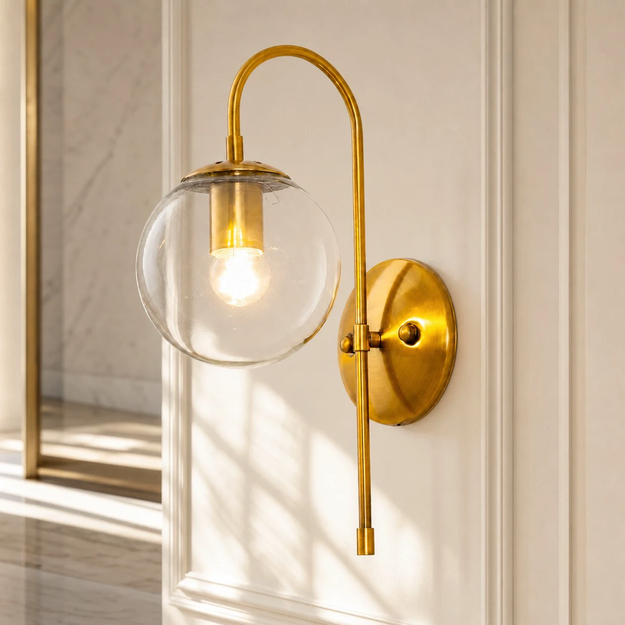 Luma Globe Wall Sconce · Clear Glass · Gold